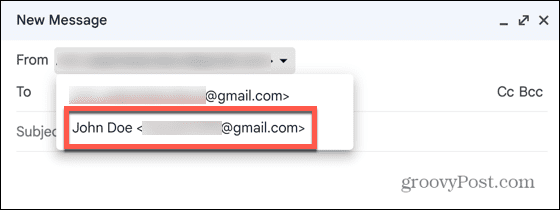 gmail selectează alias