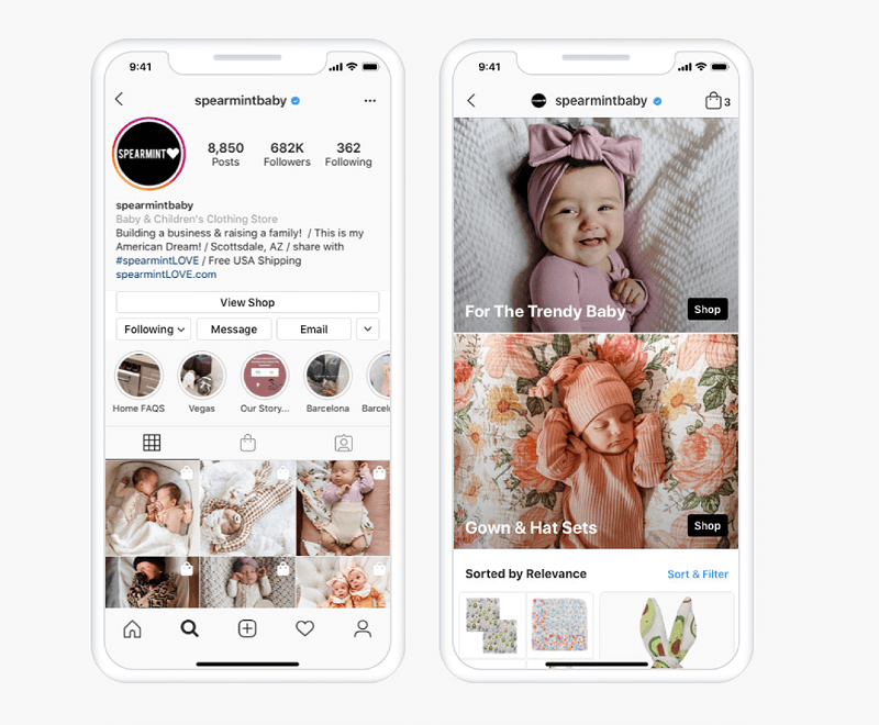 Începând cu vara în SUA, Instagram Shop permite utilizatorilor să răsfoiască produse și să exploreze colecțiile direct a filă dedicată pentru cumpărături, găsită în Instagram Explore, care va duce utilizatorii direct la magazinul unei mărci sau la magazin postări.