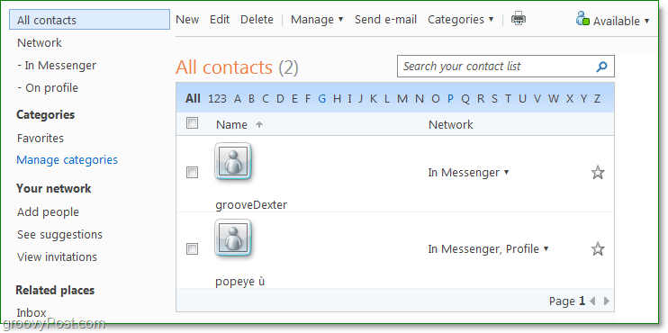 gestionați-vă contactele folosind Windows Live People