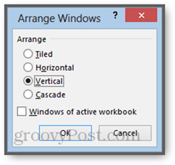 Windows aranjamente din cartea de lucru activă excel 2013