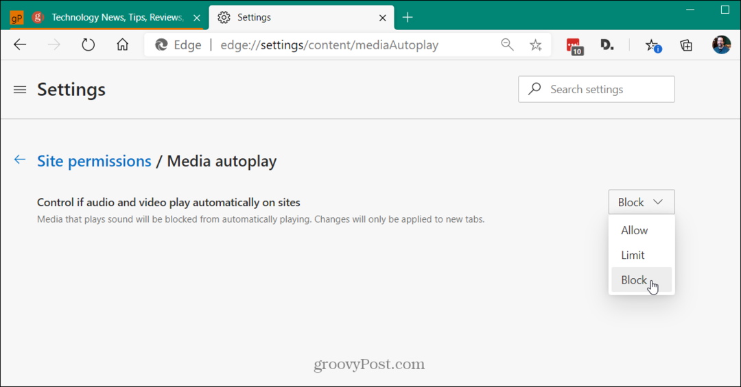 Opriți Microsoft Edge din redarea automată a videoclipurilor