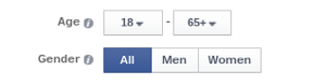 anunț pe facebook care vizează vârsta și sexul