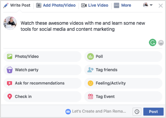 Dacă intenționați să partajați o serie de videoclipuri în petrecerea dvs. de vizionare pe Facebook, faceți acest lucru clar în caseta de descriere.