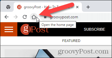 Pagina de pornire se afișează când faceți clic pe butonul Acasă în Chrome