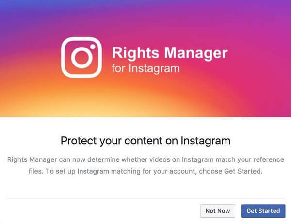 Instagram pare să fi activat Rights Manager pentru Instagram.