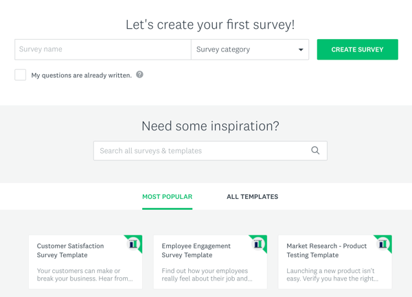 Tehnici publicitare Facebook care oferă rezultate, opțiuni pentru a crea un sondaj Survey Monkey. 