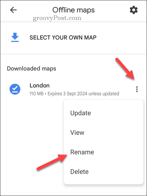 Redenumiți o hartă Google Maps offline
