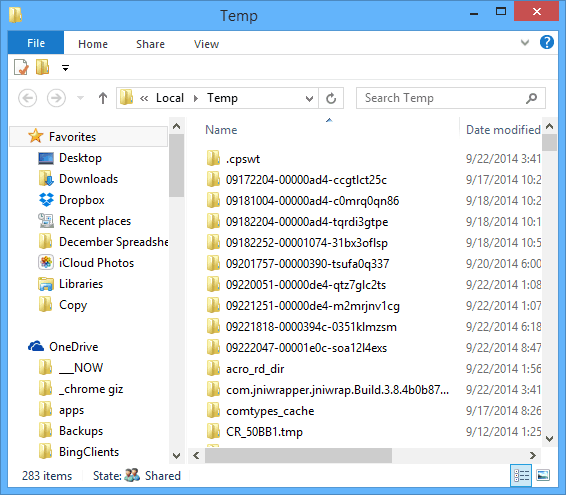 Folder Temp. Windows