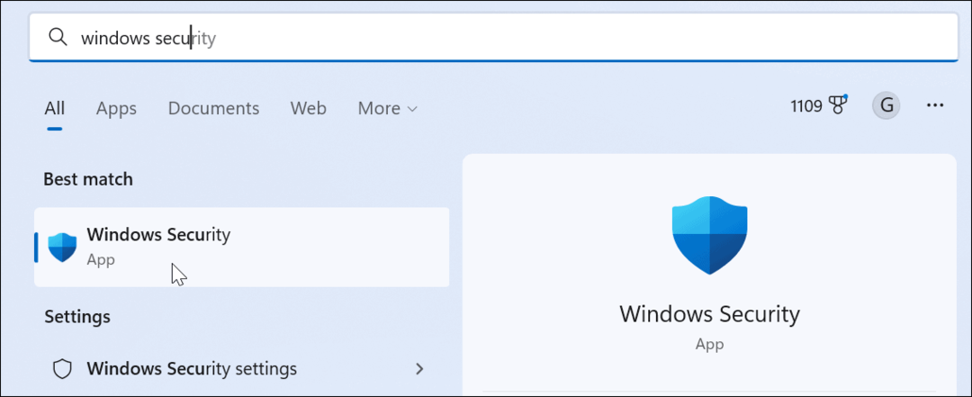 Aplicația Windows Security