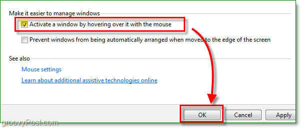 Cum să comutați Windows cu trecerea mouse-ului în Windows 7