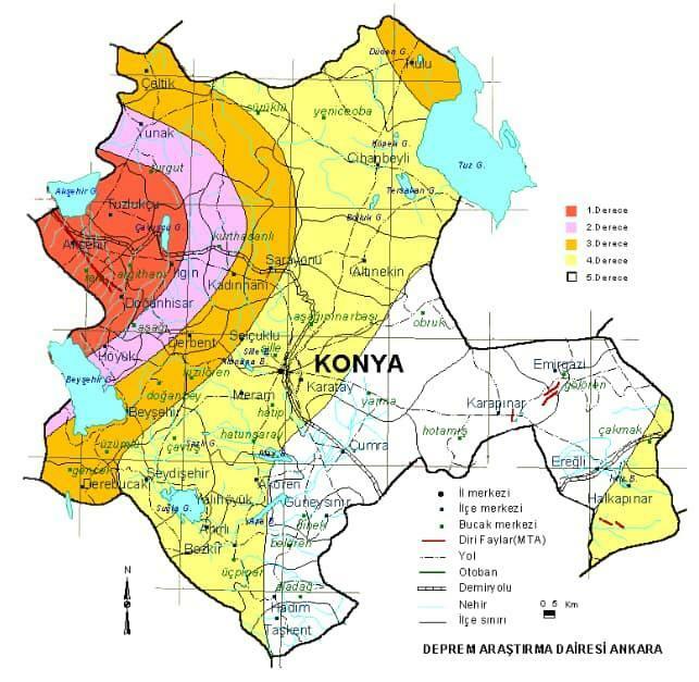 Harta riscului de cutremur Konya
