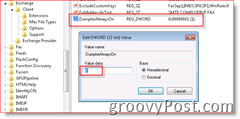 Editorul Registrului Windows care permite recuperarea e-mailului în Inbox pentru Outlook 2007