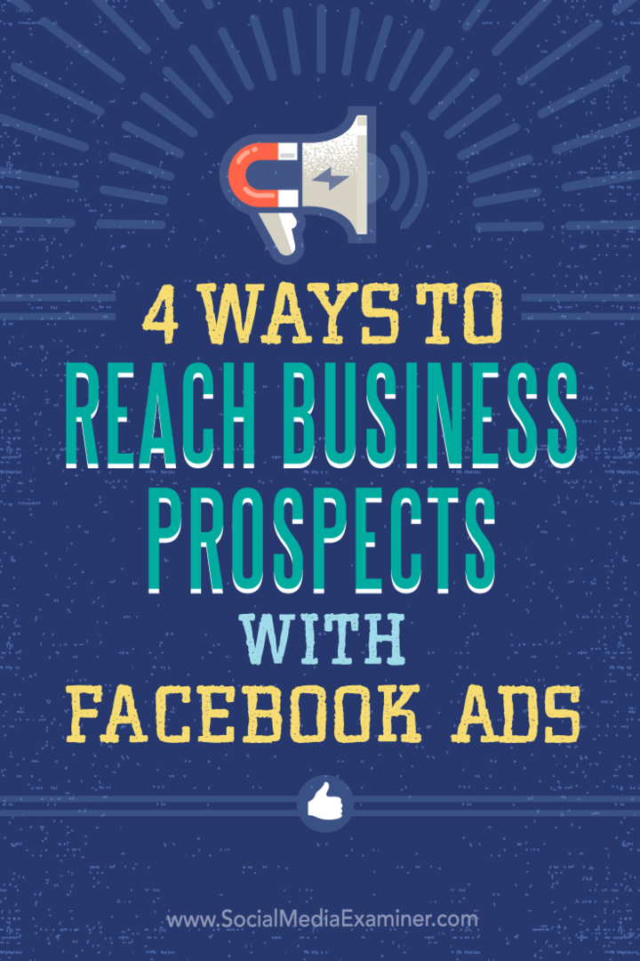 Sfaturi despre patru moduri de a viza afacerea cu reclame Facebook.