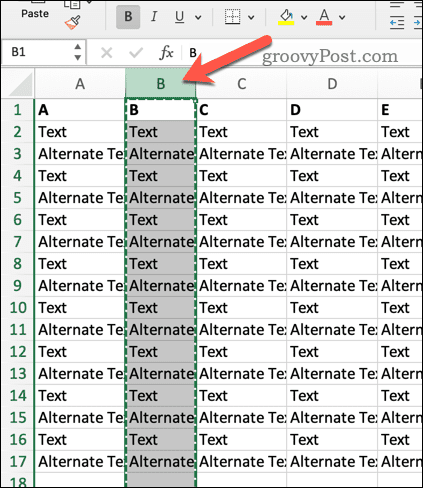 Selectați un antet în Excel