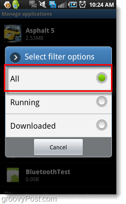 filtrați toate gestionările aplicațiilor Android
