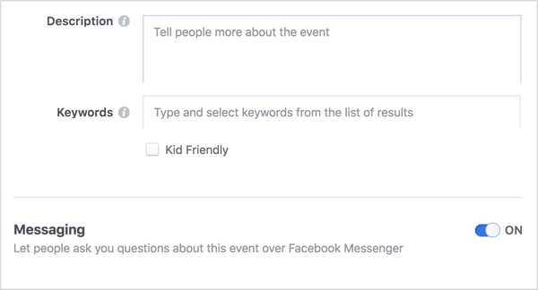 Pentru a oferi un canal de comunicare deschis între dvs. și participanții la evenimentul Facebook, selectați opțiunea pentru a permite oamenilor să vă contacteze prin Messenger.