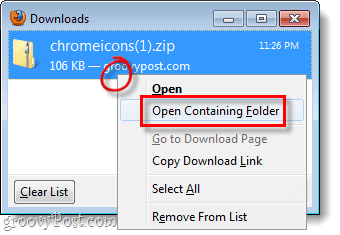Deschideți folderul care conține pentru a găsi locații de descărcare Firefox 4
