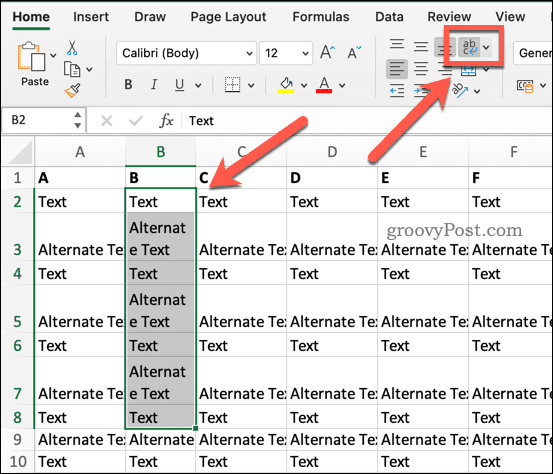 Împachetarea textului în Excel