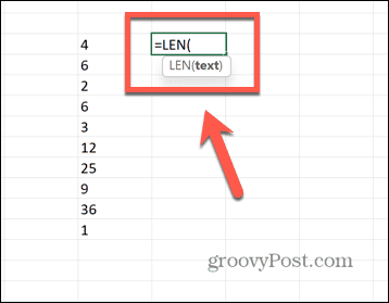 funcția excel len