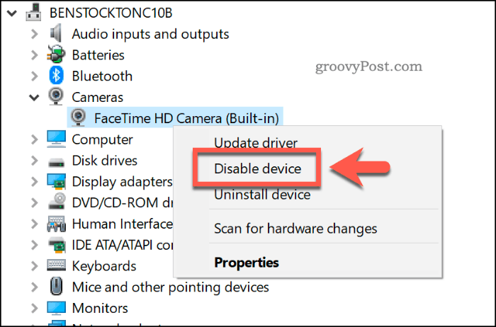 Dezactivarea unui dispozitiv din Windows 10 Device Manager