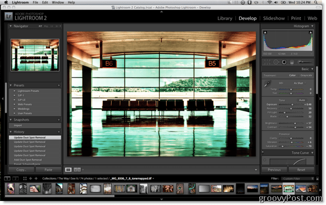 Ecran de presetări Adobe Lightroom 2