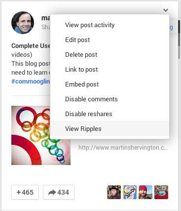 găsiți Google + ripples