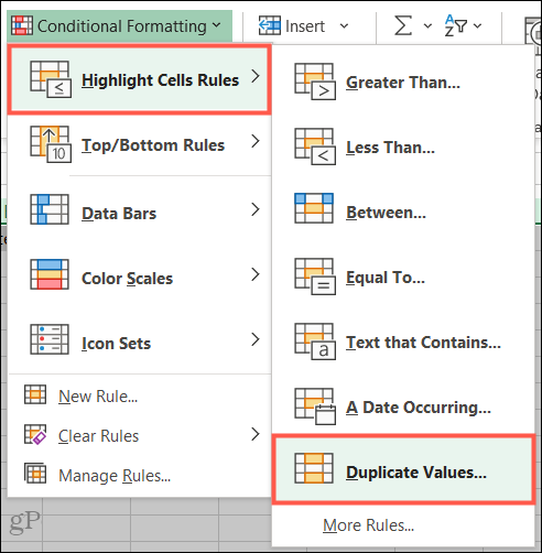 Evidențiați regulile celulei, valorile duplicate în Excel