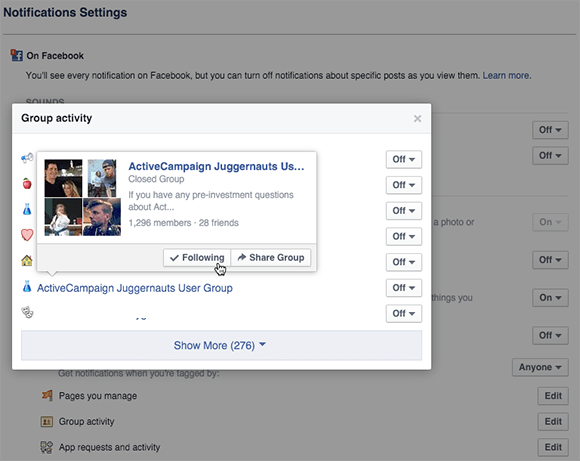 Configurarea setărilor fluxului de știri din grupul facebook pe desktop