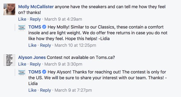 Când fanii Facebook lasă comentarii la postările dvs., asigurați-vă că răspundeți.