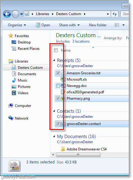 Cum să selectați fișierele și folderele din Windows 7 cu casete de selectare