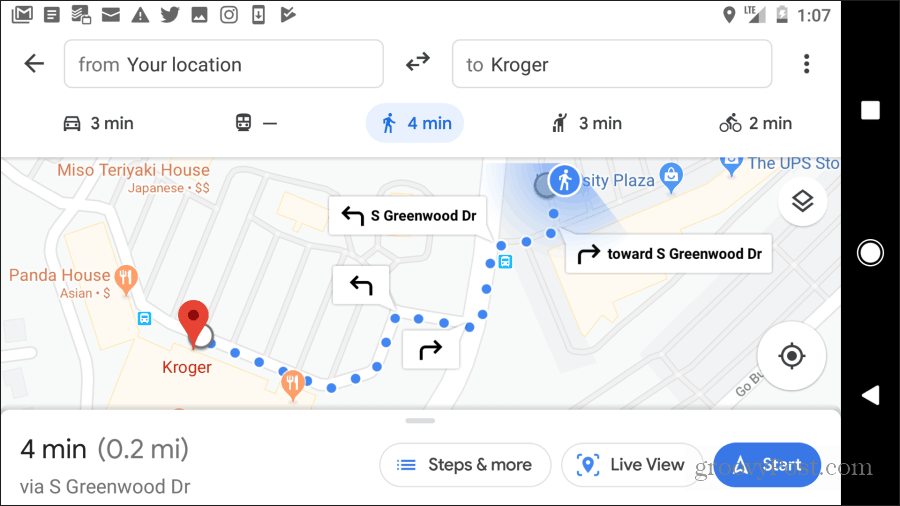 Google Maps indicații de mers