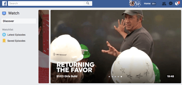 Facebook Watch oferă conținut episodic.