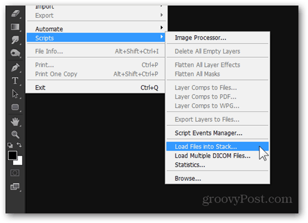 Photoshop de încărcare a fișierelor în stack script-ul extinde tutorialul de fotografie dof