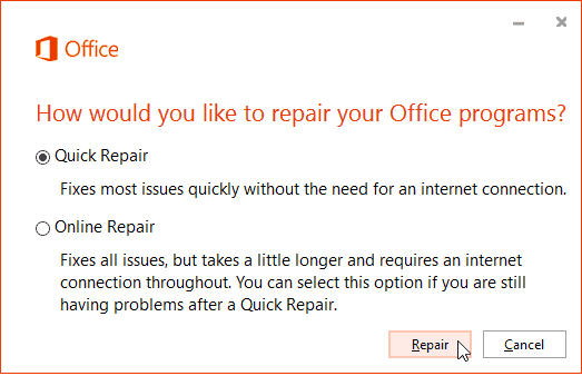 Reparatii online Office 365