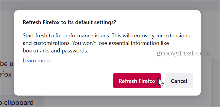 butonul de reîmprospătare Firefox
