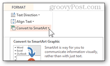 smart art convert to smartart bulleted list bullet powerpoint power point convert 2013 Opțiuni format buton opțiuni
