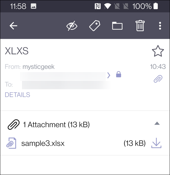 protonmail deschide fișiere xlsx în Android