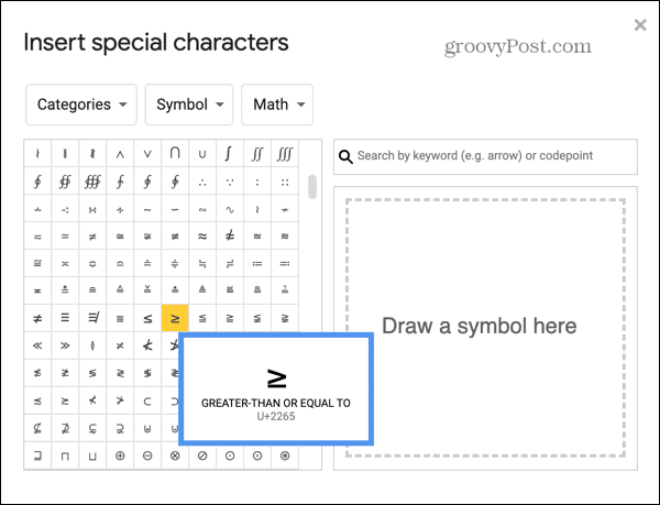 Prezentări Google selectează un simbol