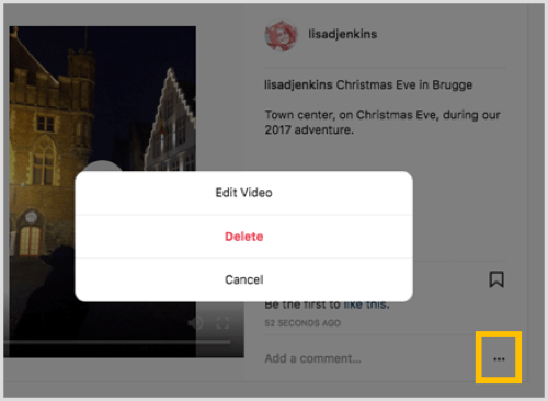 Atingeți butonul cu 3 puncte și selectați Editați video din meniul pop-up.