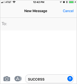 Aceasta este o captură de ecran a unui mesaj text următor. Utilizatorul a tastat cuvântul cheie „succes” pentru a declanșa un răspuns de la o pâlnie de vânzări automată. Oli Billson folosește această tactică în cadrul său de pâlnie de telefon.