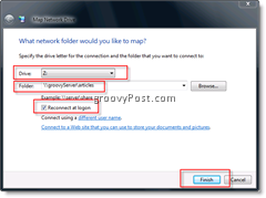 Hartă o unitate de rețea în Windows Vista și Server 2008 din Windows Explorer