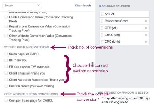Creați un tabel personalizat cu rezultatele anunțurilor Facebook.