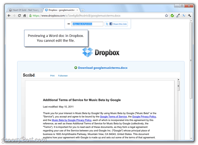 previzualizarea dosarelor dropbox cu link-uri publice partajate