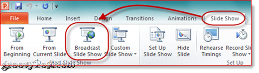 Prezentare diapozitivă de difuzare în direct PowerPoint 2010