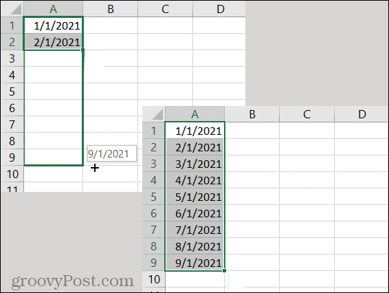 Model de dată de completare automată Excel