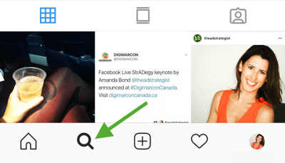 Cum să vă dezvoltați în mod strategic urmărirea Instagram, pasul 8, găsiți hashtag-uri relevante, accesați fila Căutare și explorare Instagram