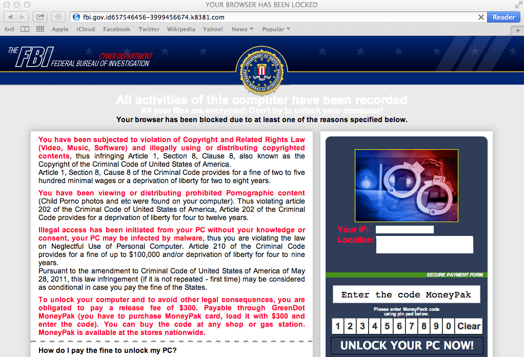 Site-uri Ransomware Poziționând ca FBI vizează Mac OS X - Cum să îl oprești