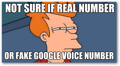 nu sunt sigur dacă numărul real sau numărul fals de voce Google