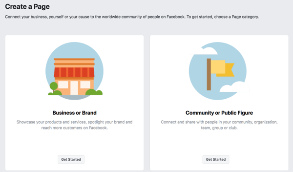 Pasul 1 pentru a vă crea pagina de afaceri Facebook.