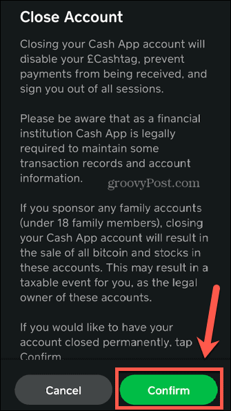 aplicația cash confirma ștergerea
